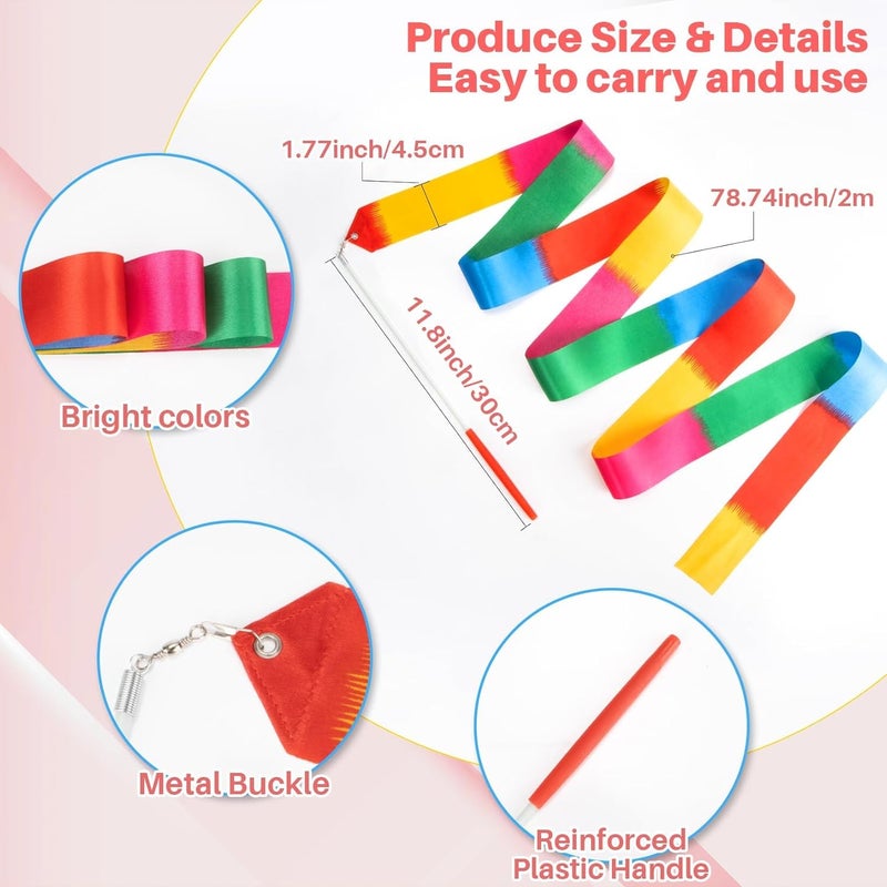 Rainflow 10PCS Dance Ribbons - Gymnastics Wand, Ribbon Dancer Stick for Artistic Dance, Gymnastics,Talent Show, Outdoor Games, Fitness, Training - Image 3